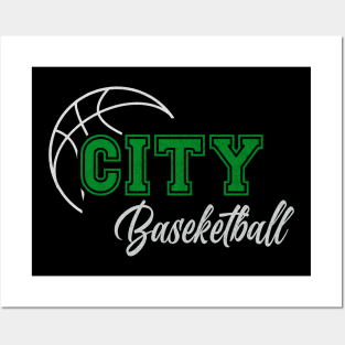 Classic Name City Vintage Styles Green Basketball Posters and Art